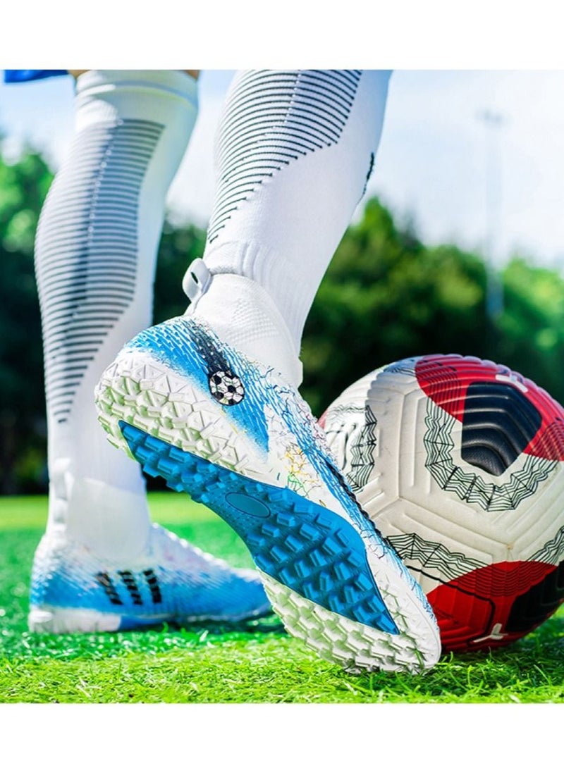 High-Top Competition Sports Football Shoes White/Blue