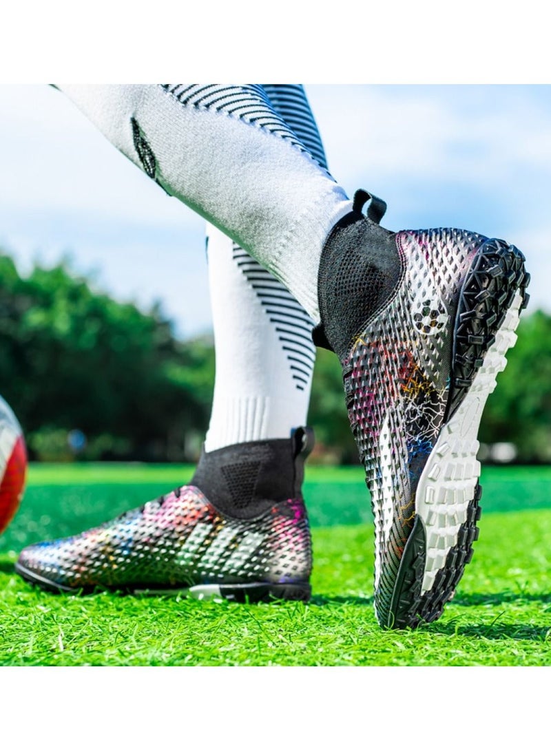 High-Top Competition Sports Football Shoes Black/Silver