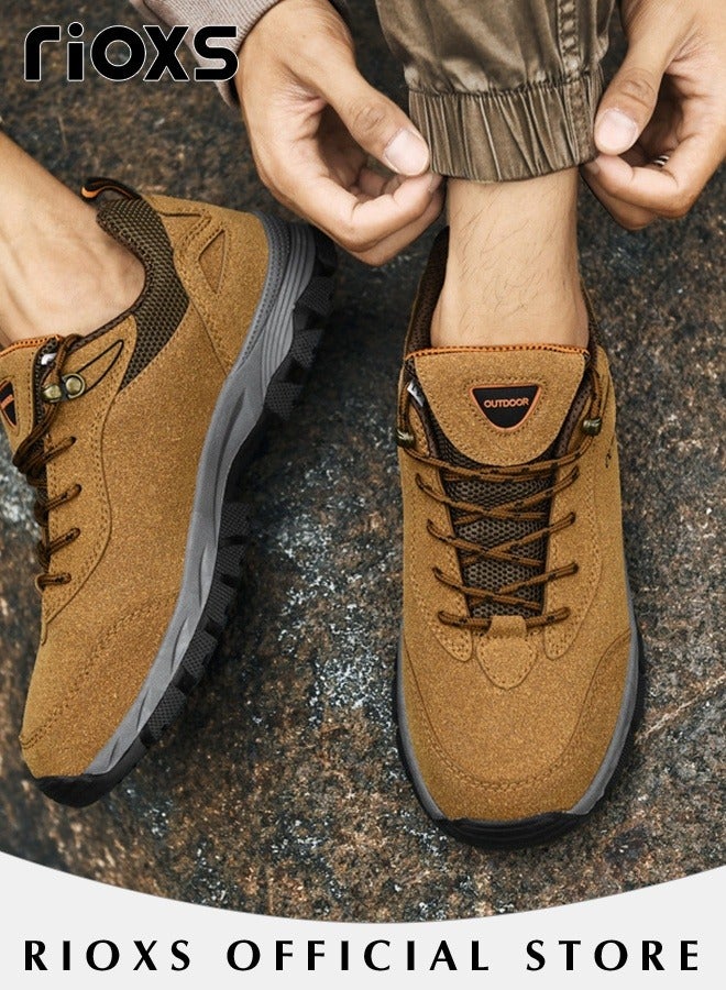 Men's Casual Hiking Shoe, Waterproof Work Shoes For Men, Non-Slip Comfortable Walking Shoes, Outdoor Travel Sports Shoes, Breathable Trekking Fitness Walking Jogging Shoes