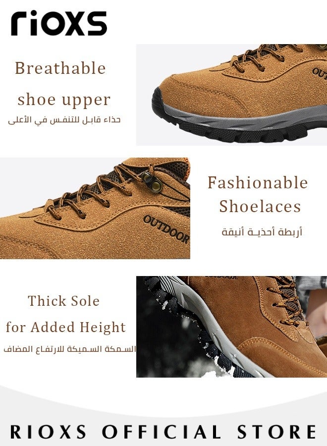 Men's Casual Hiking Shoe, Waterproof Work Shoes For Men, Non-Slip Comfortable Walking Shoes, Outdoor Travel Sports Shoes, Breathable Trekking Fitness Walking Jogging Shoes