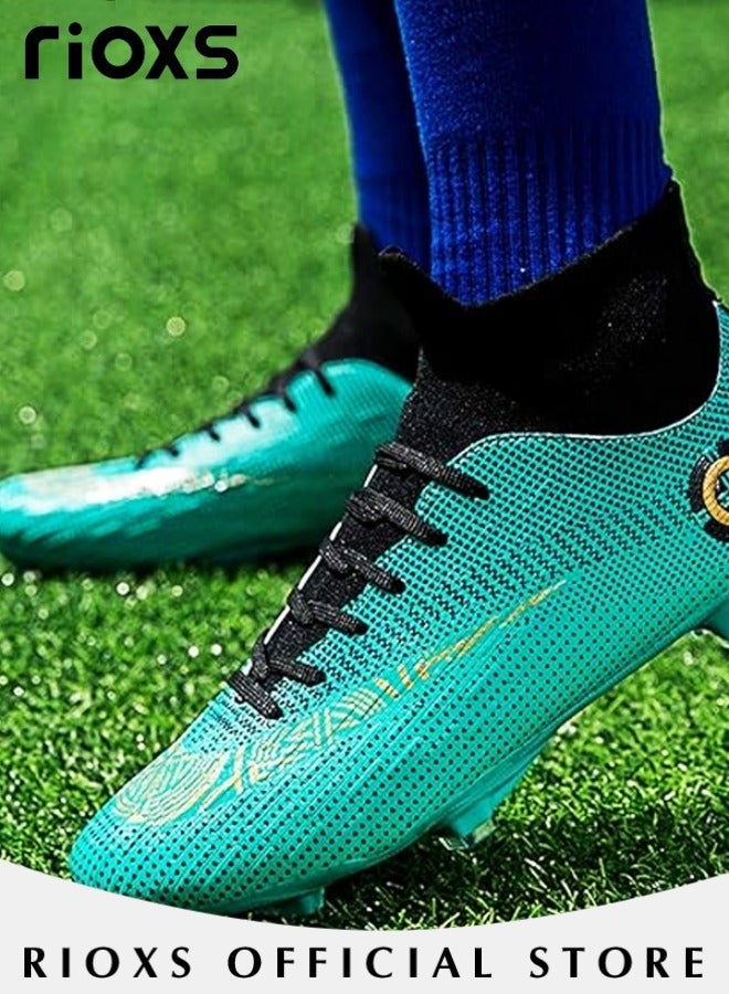 Men's Spikes Track Trainers,Cleats Soccer Shoes For Men,Professional Competition Football Boots,Football Turf Soccer Shoes,Outdoor Non-Slip Sneakers For Teens Youth Adults,Athletic Sneaker Shoes For Racing Running Jumping Training