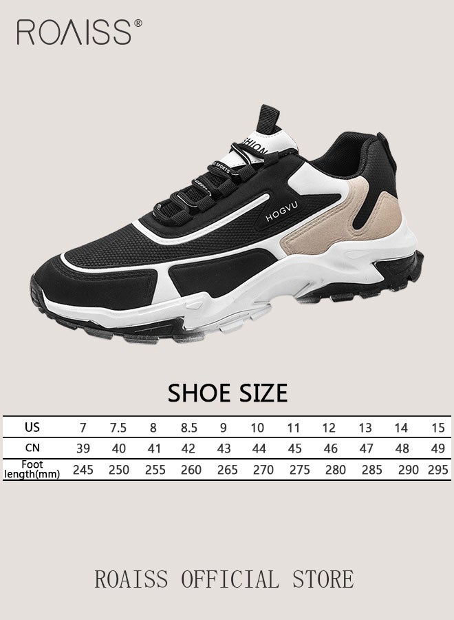 Casual Colorblock Sneakers for Men Flying Weaving Youth Running Shoes Mens Lace up Front Sports Outdoor Skate Shoes Spring and Summer Trendy Lightweight and Non Slip Travel Footwear