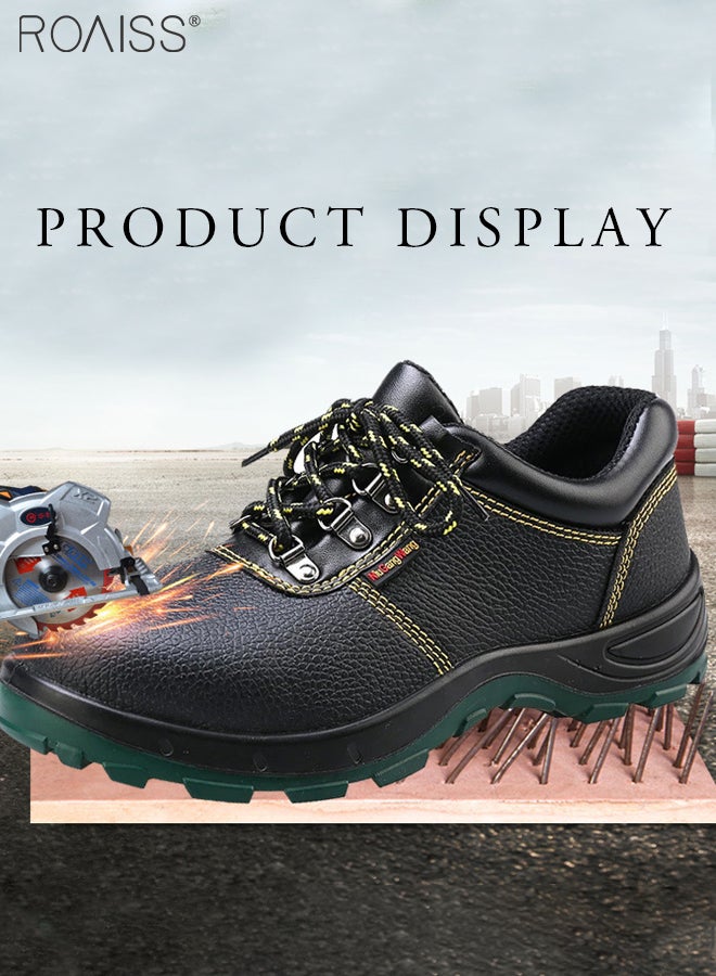 Outdoor Work Labor Protection Shoes Men'S Work Non-Slip Anti-Smash Anti-Puncture Adjustable Lace-Up Cowhide Sports Shoes