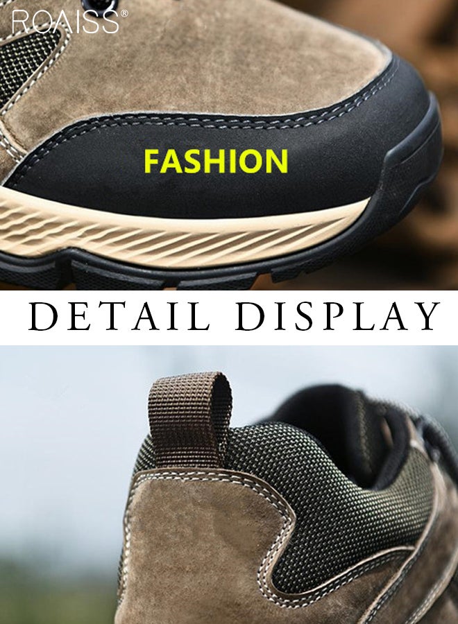 Fashionable And Versatile Outdoor Sports Shoes For Men, Outdoor Hiking And Mountaineering Contrasting Colors Adjustable Lace Design Thick-Soled Mountaineering Shoes