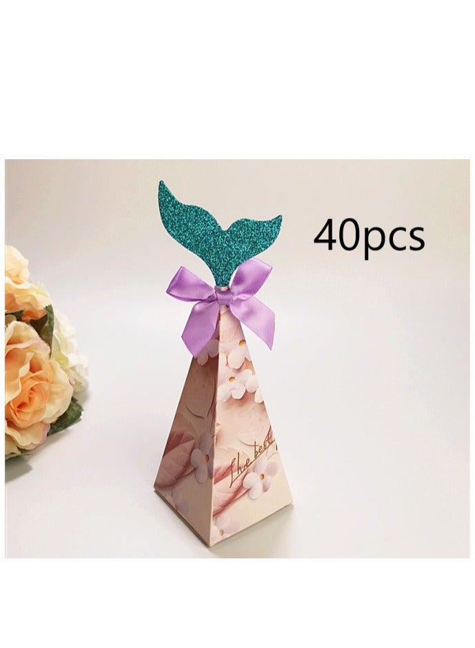 40 Pieces Candy Boxes Mermaid Party Favor Boxes Under The Sea Goodie Bags Theme Birthday Supplies
