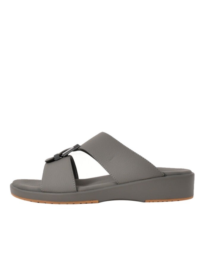 Mens Textured Buckle Detail Sandals Grey