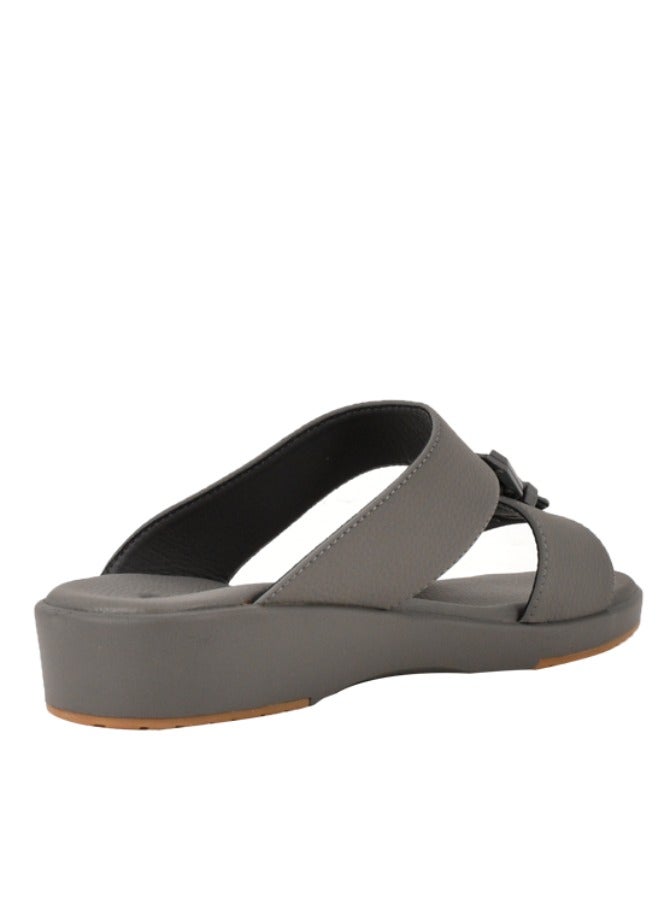 Mens Textured Buckle Detail Sandals Grey