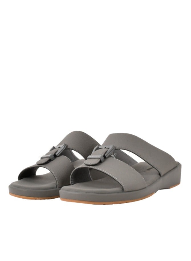 Mens Textured Buckle Detail Sandals Grey