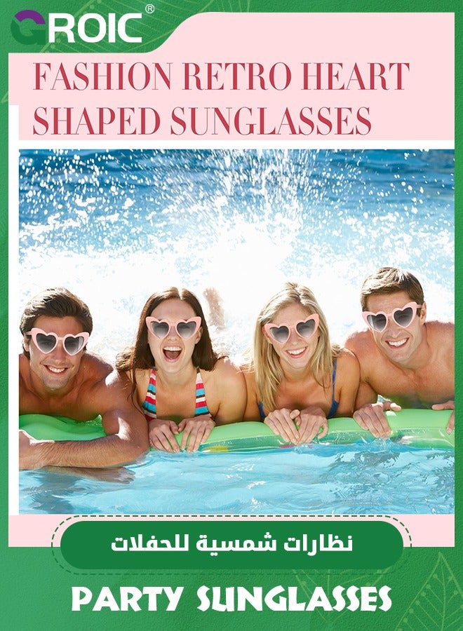 6 Pairs Heart Shaped Sunglasses Retro Cat Eye Shaped Sunglasses Heart Clout Glasses,Party Supplies,Bachelorette Party Favors Bridesmaid Proposal Gifts