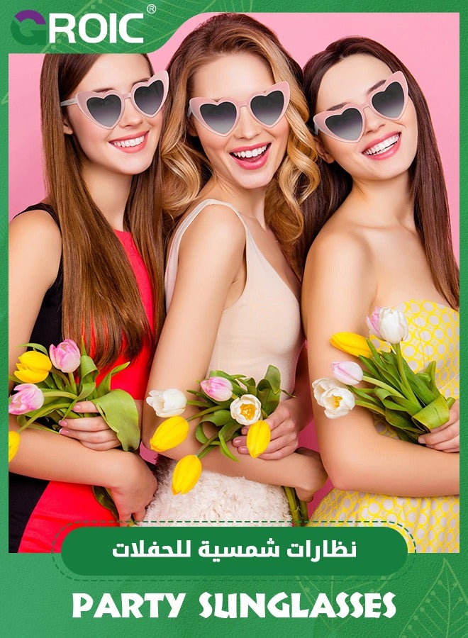 6 Pairs Heart Shaped Sunglasses Retro Cat Eye Shaped Sunglasses Heart Clout Glasses,Party Supplies,Bachelorette Party Favors Bridesmaid Proposal Gifts