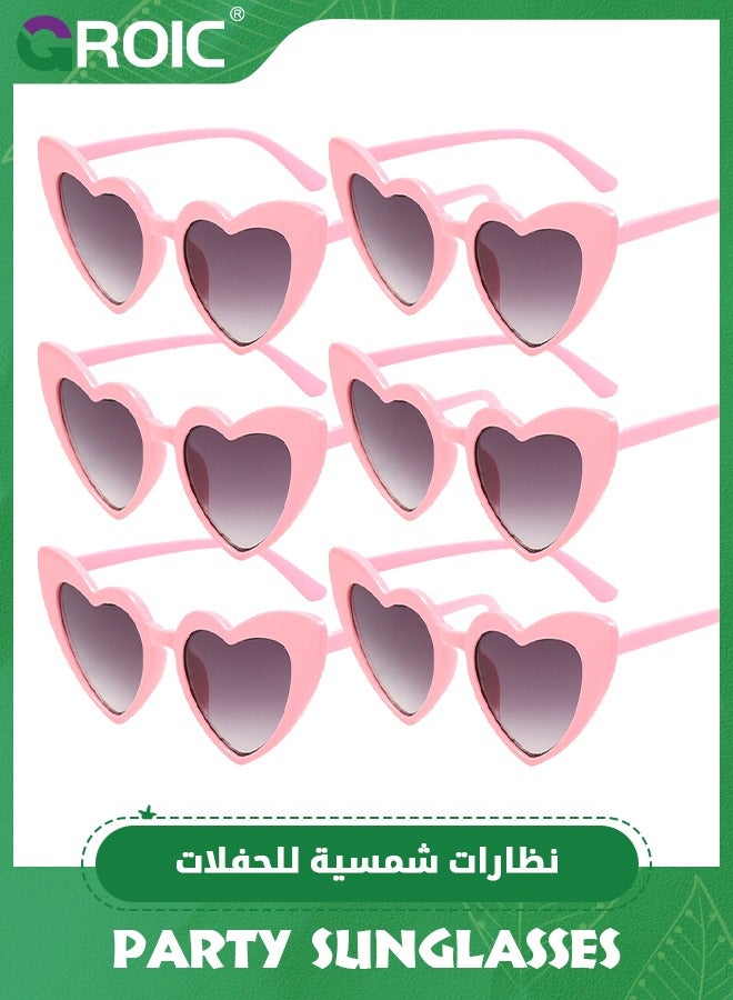 6 Pairs Heart Shaped Sunglasses Retro Cat Eye Shaped Sunglasses Heart Clout Glasses,Party Supplies,Bachelorette Party Favors Bridesmaid Proposal Gifts