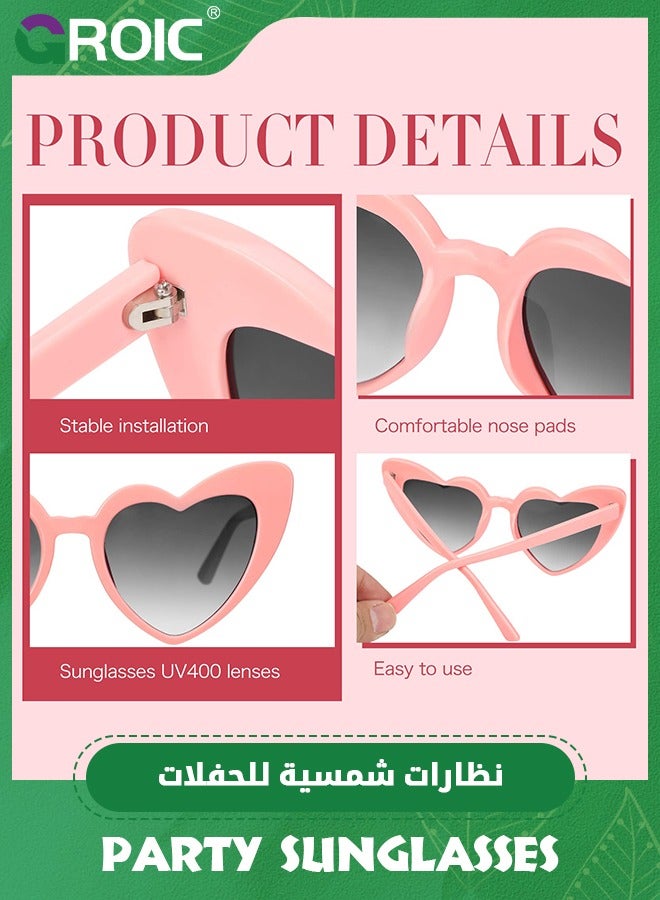 6 Pairs Heart Shaped Sunglasses Retro Cat Eye Shaped Sunglasses Heart Clout Glasses,Party Supplies,Bachelorette Party Favors Bridesmaid Proposal Gifts