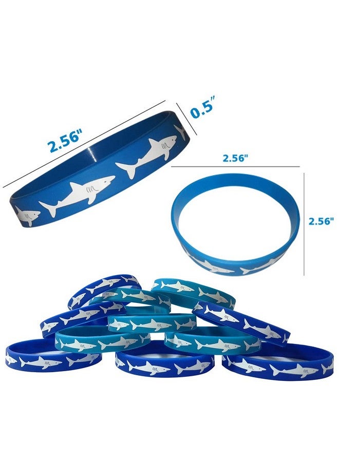 48 Pcs Shark Party Favors Rubber Bracelets Under The Sea/Baby Shark Birthday Party Supplies Goodie Bag Stuffers Fillers Slicone Wristbands