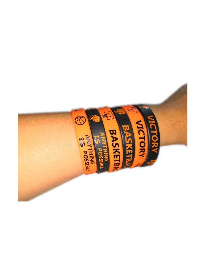 24 Pcs Basketball Motivational Silicone Wristband Bulk For Kids Teenagers Personalized Silicone Rubber Sports Gifts Party Favors And Supplies Carnival/Events/Gifts/Prize