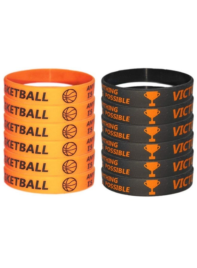 24 Pcs Basketball Motivational Silicone Wristband Bulk For Kids Teenagers Personalized Silicone Rubber Sports Gifts Party Favors And Supplies Carnival/Events/Gifts/Prize