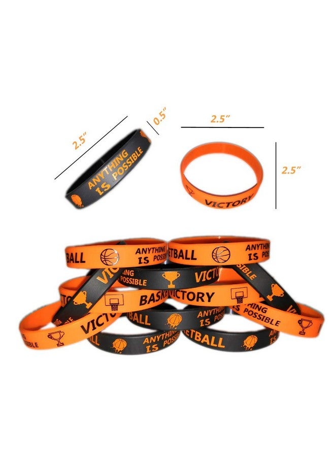 24 Pcs Basketball Motivational Silicone Wristband Bulk For Kids Teenagers Personalized Silicone Rubber Sports Gifts Party Favors And Supplies Carnival/Events/Gifts/Prize