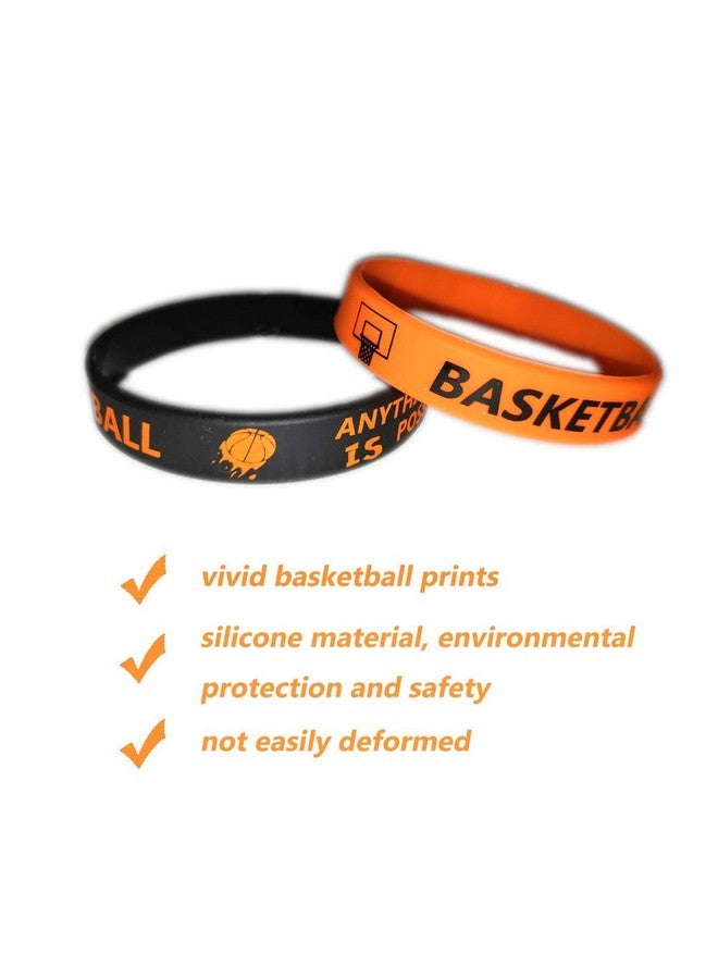 24 Pcs Basketball Motivational Silicone Wristband Bulk For Kids Teenagers Personalized Silicone Rubber Sports Gifts Party Favors And Supplies Carnival/Events/Gifts/Prize