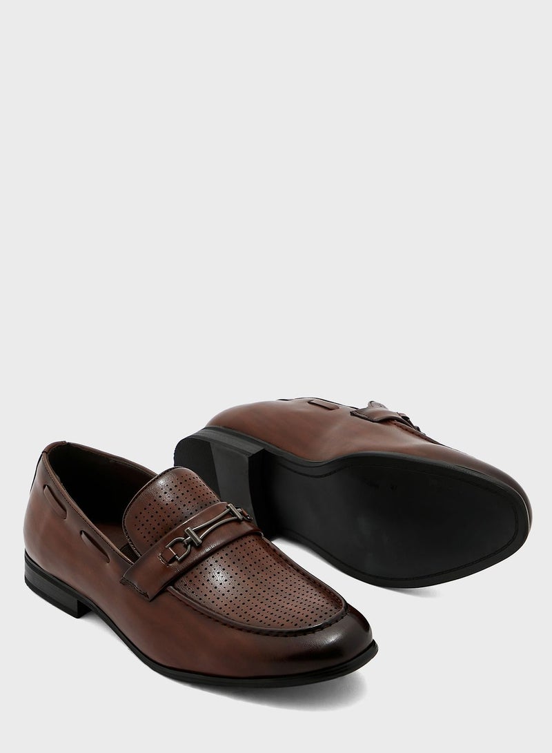 Metal Trim Saddle Formal Slip Ons