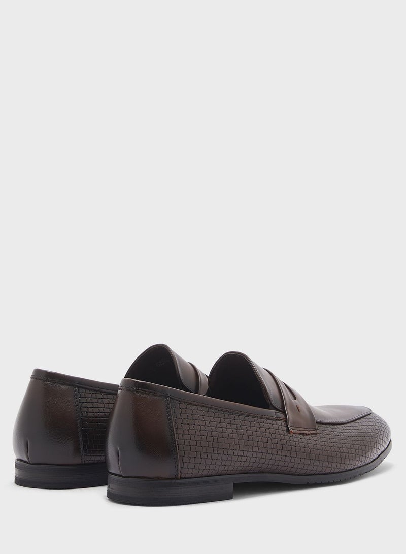 Textured Look Formal Slip Ons