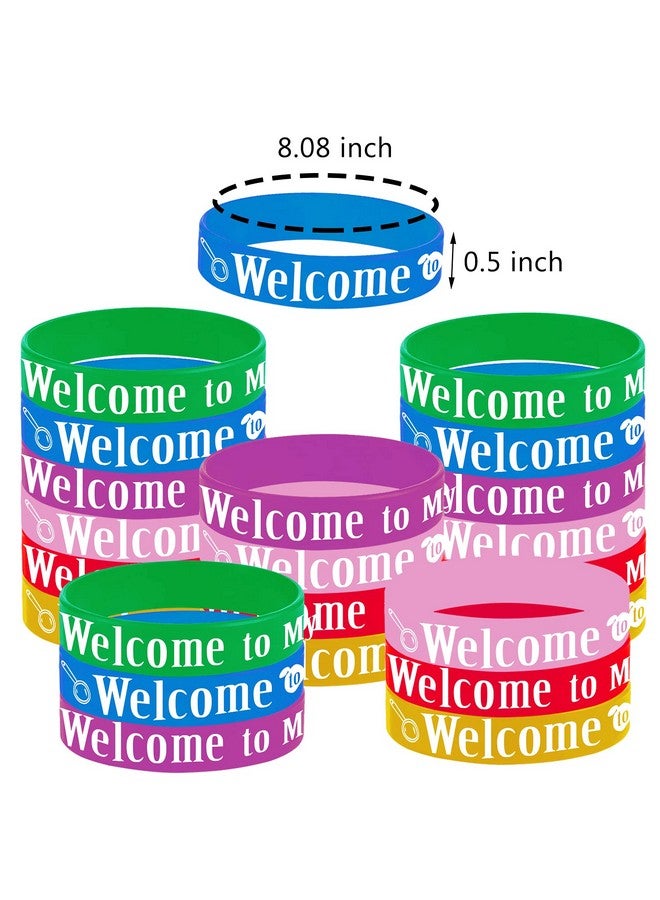 24Pcs Welcome To My Class Party Rubber Bracelets Welcome Back To School First Day Of School Party Supplies Decorations Gifts Prize Goodie Bag Favors Silicone Wristbands