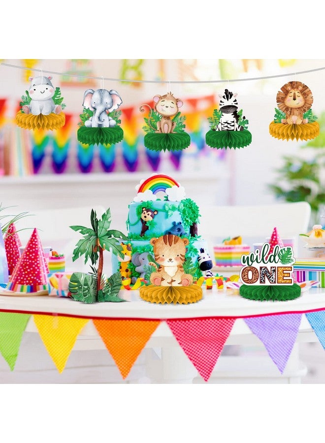 12Pcs Wild One Birthday Party Honeycomb Centerpieces Jungle Theme First Birthday Table Topper Jungle Safari Theme Centerpieces For Boy Girls Birthday Party Baby Shower Photo Booth Props Decorations