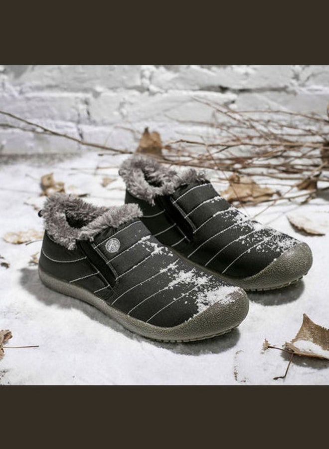 Plush Snow Slip-On Casual Boots Black