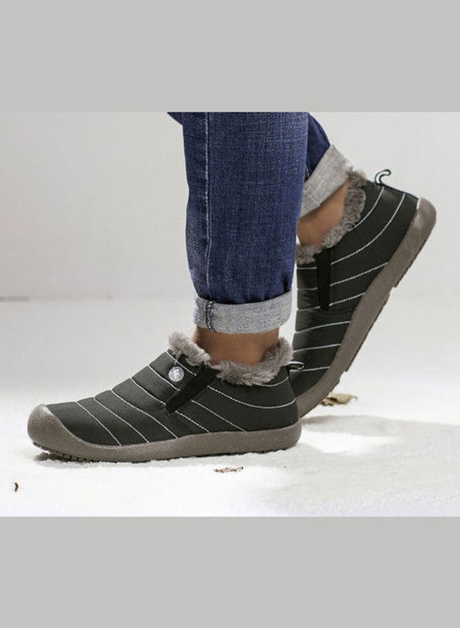 Plush Snow Slip-On Casual Boots Black