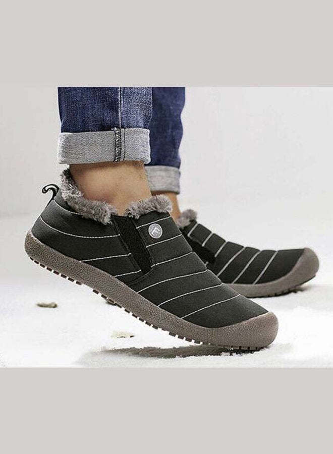 Plush Snow Slip-On Casual Boots Black