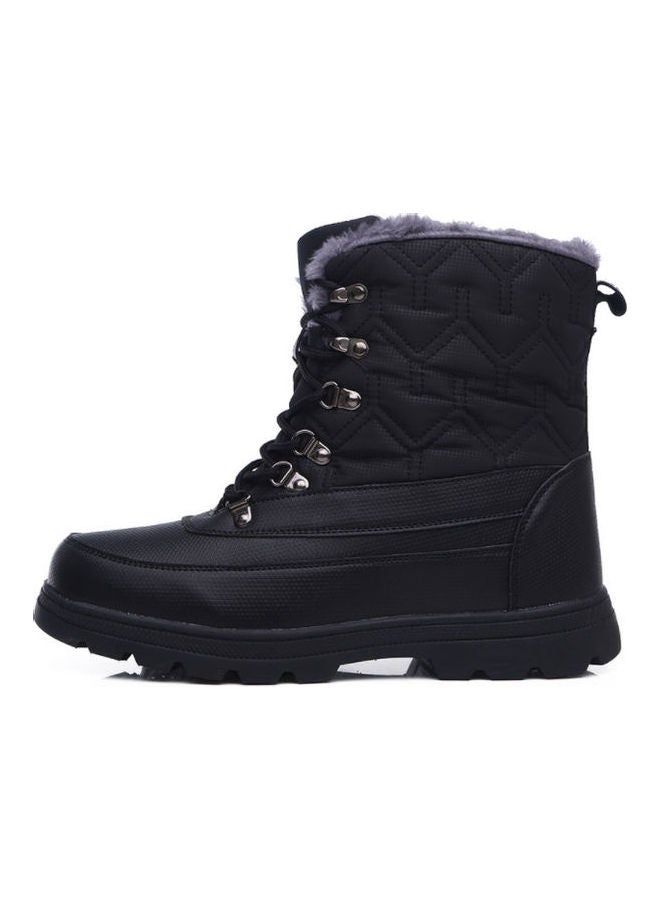 Waterproof High Tube Lace-Up Boots Black