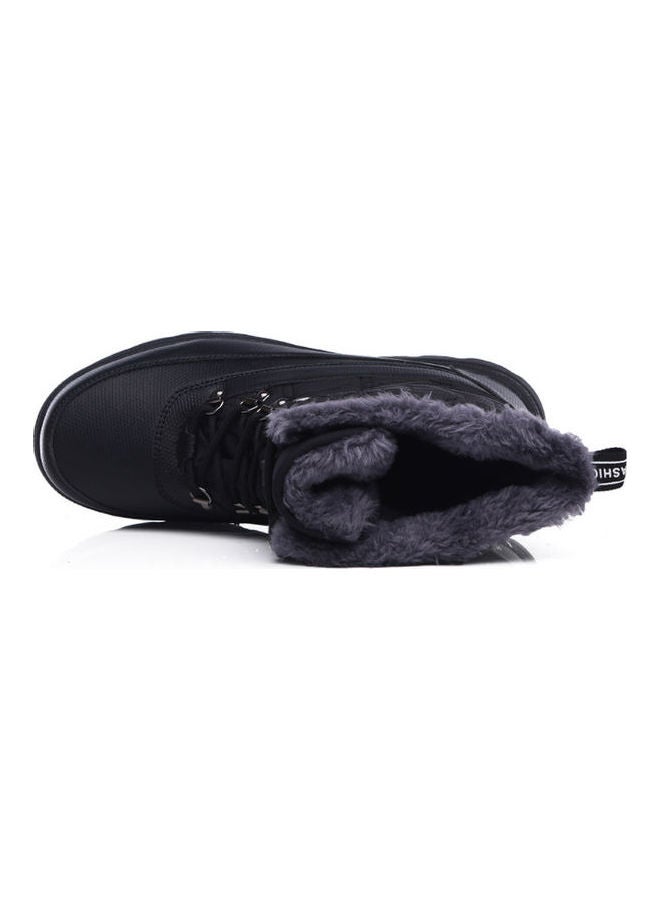 Waterproof High Tube Lace-Up Boots Black