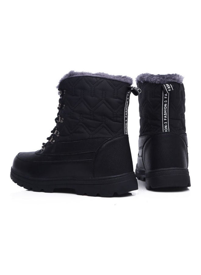 Waterproof High Tube Lace-Up Boots Black