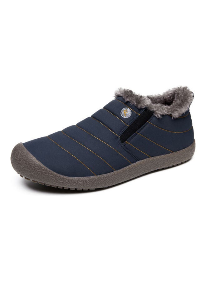 Waterproof Plush Slip-On Snow Boots Blue/Brown