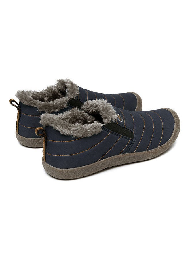 Waterproof Plush Slip-On Snow Boots Blue/Brown