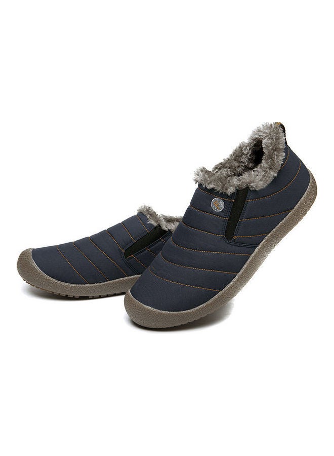 Waterproof Plush Slip-On Snow Boots Blue/Brown
