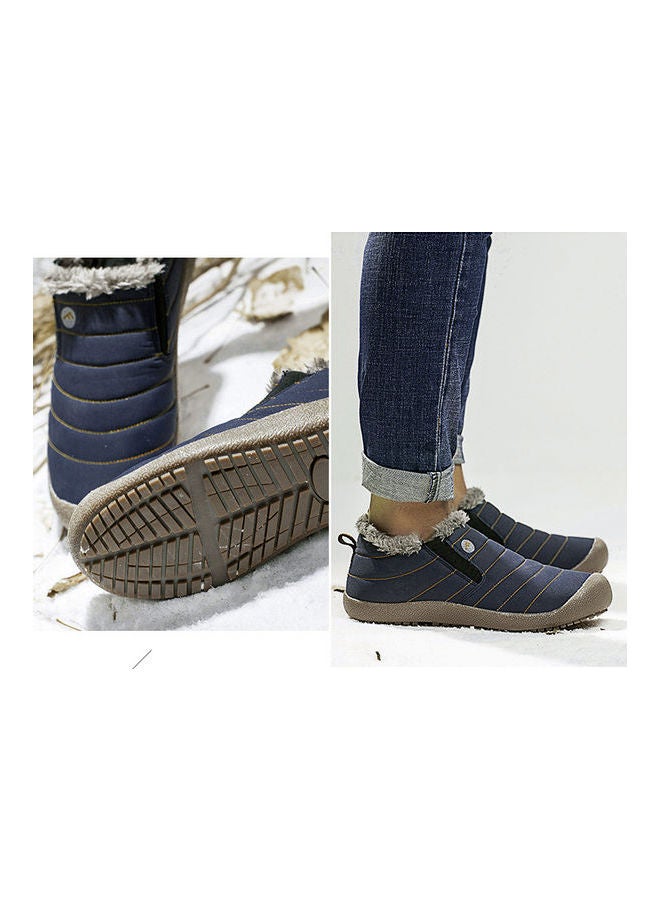 Waterproof Plush Slip-On Snow Boots Blue/Brown