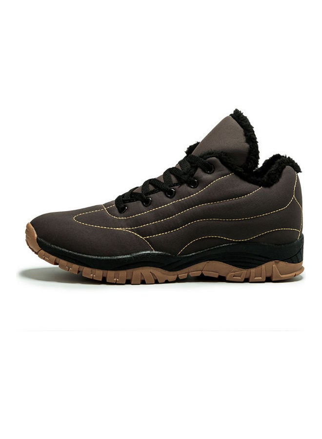 Warm Padded Lace-Up Snow Boots Brown