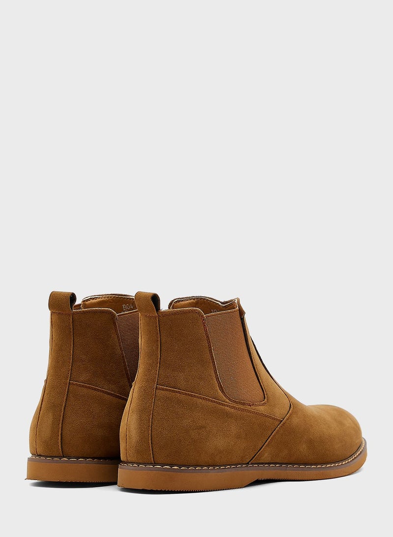 Faux Suede Chelsea Boots