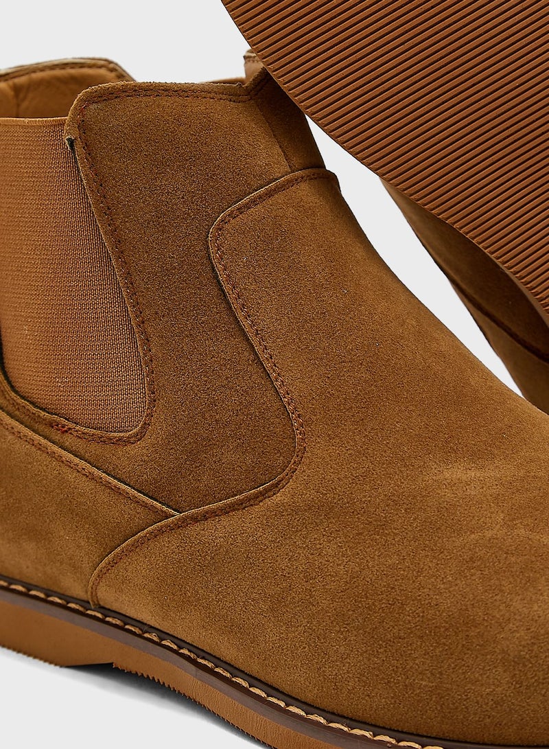 Faux Suede Chelsea Boots