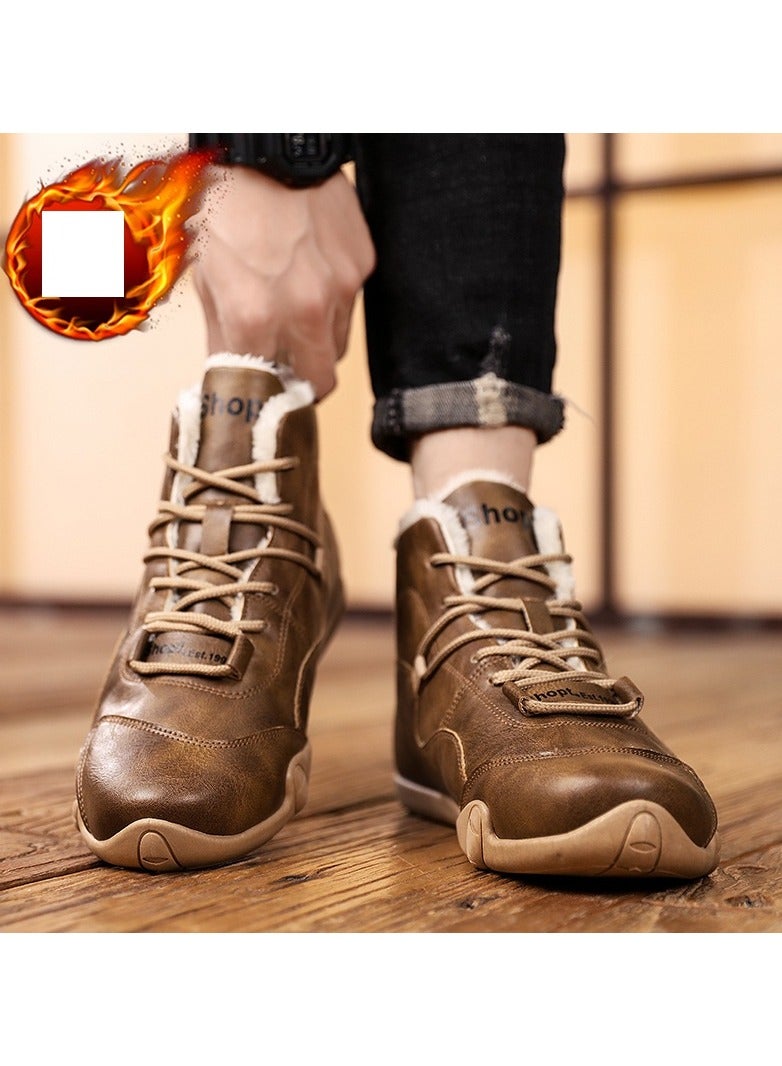 Men's Fashionable Casual Shoes With High Collar Plush