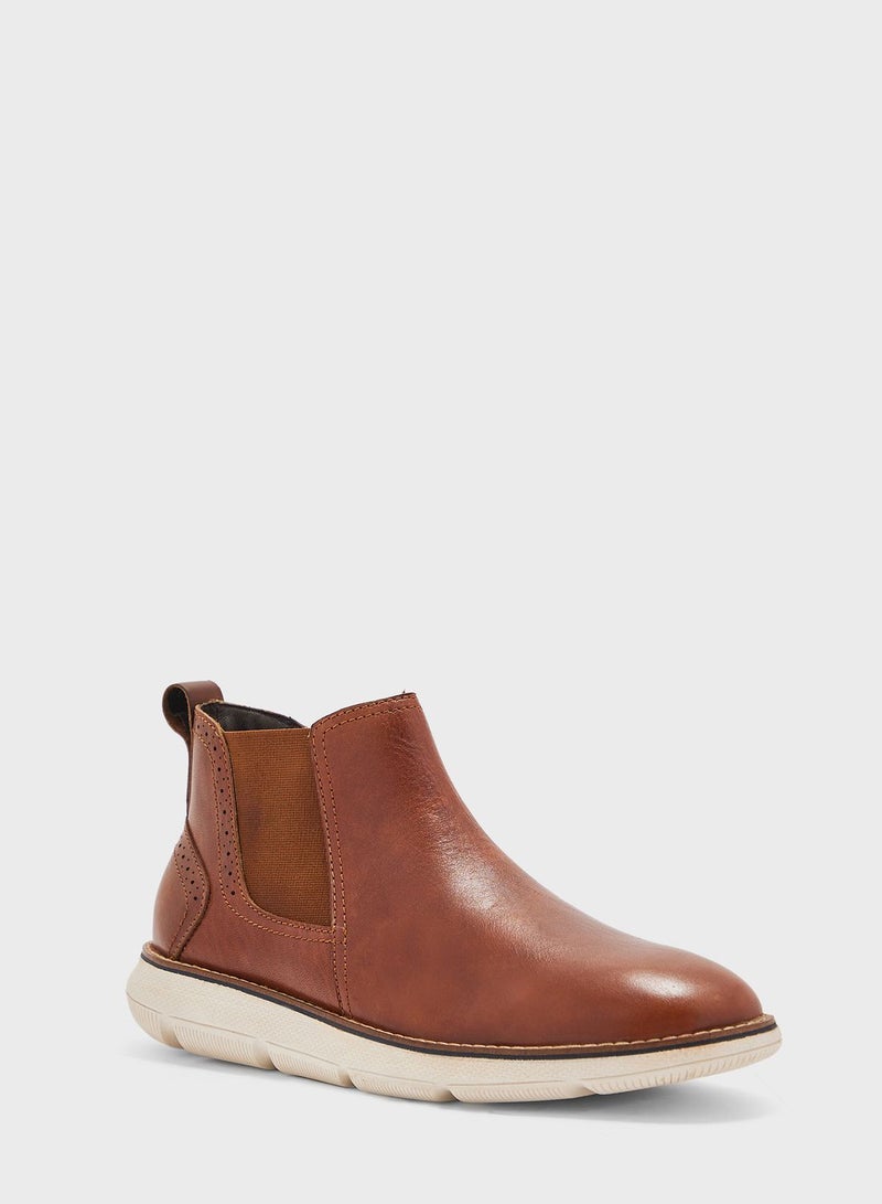 Genuine Leather Casual Pull On Boots