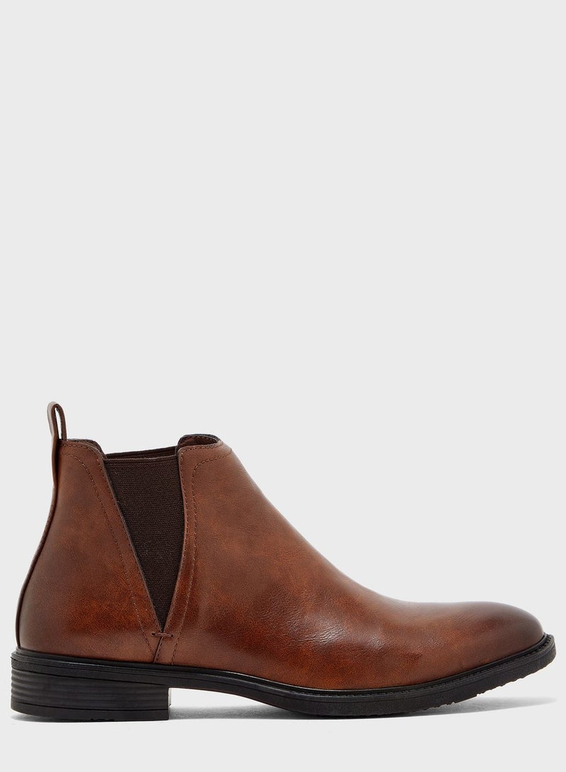 Faux Leather Chelsea Boots