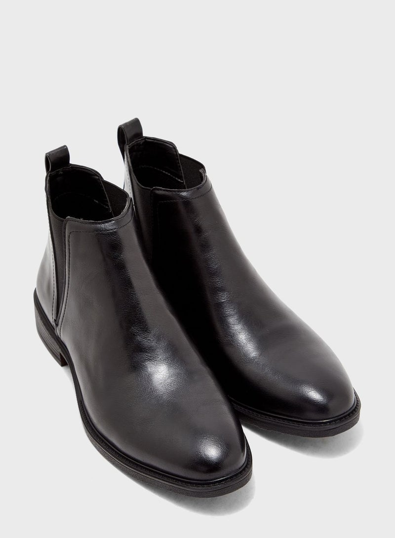 Faux Leather Chelsea Boots