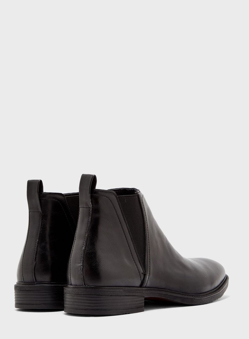 Faux Leather Chelsea Boots