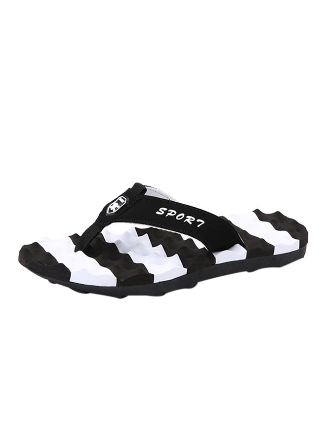 Light Weight Massage Thong Flip Flops Black/White