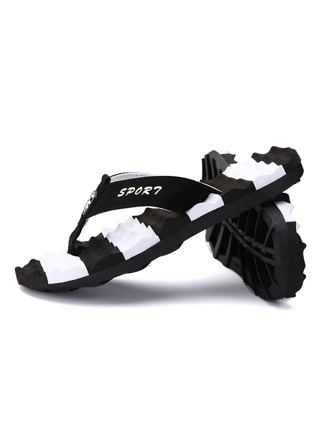 Light Weight Massage Thong Flip Flops Black/White