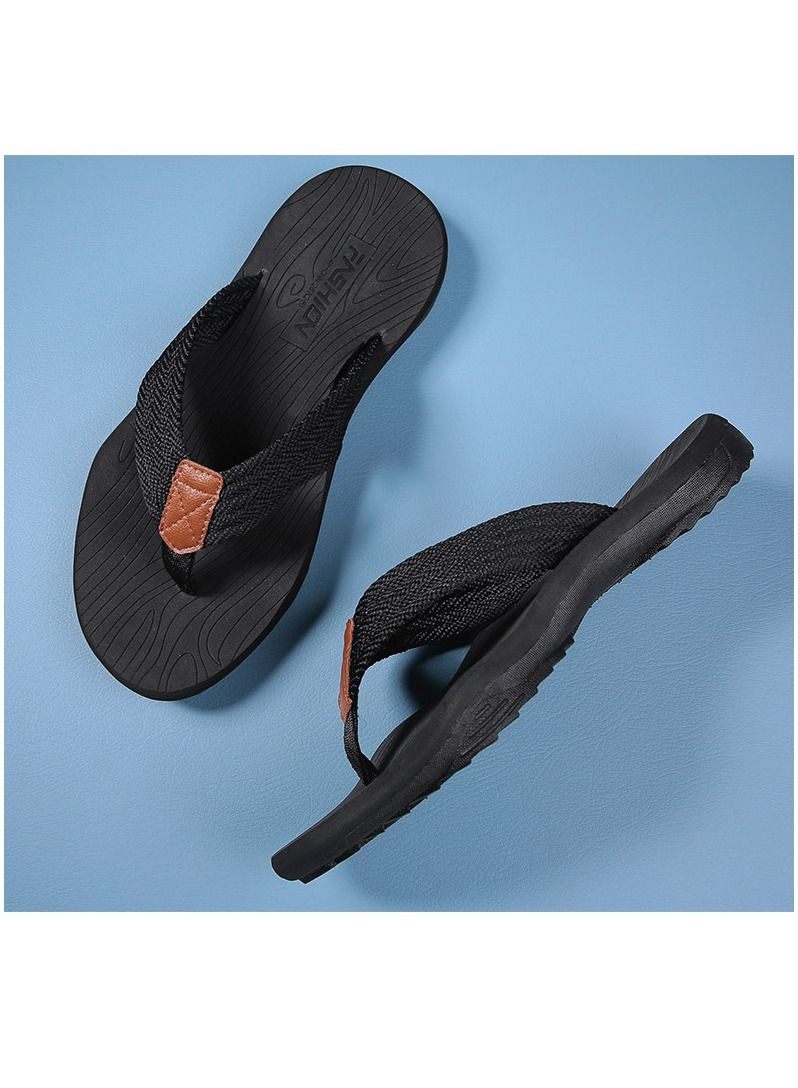 Men's Summer New Leisure Anti-Skid Beach Flip-flops Black