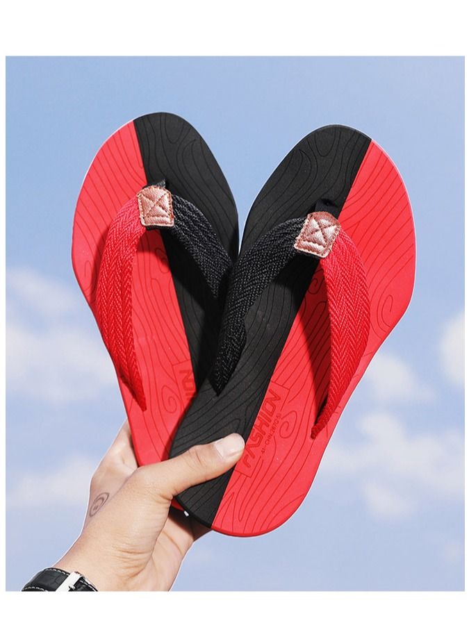 Men's Summer New Leisure Anti-Skid Beach Flip-flopsMen's Summer New Leisure Anti-Skid Beach Flip-flops Black And Red