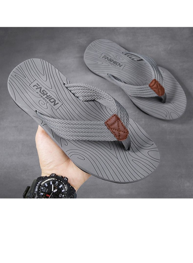 Men's Summer New Leisure Anti-Skid Beach Flip-flops Grey