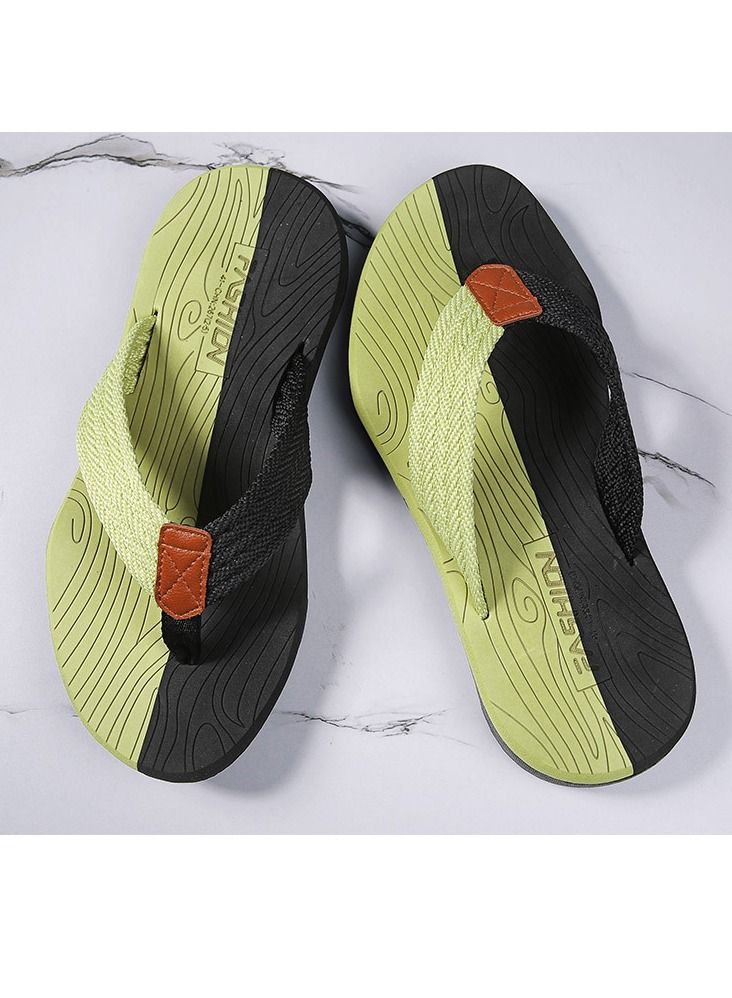 Men's Summer New Leisure Anti-Skid Beach Flip-flops Black And  Green