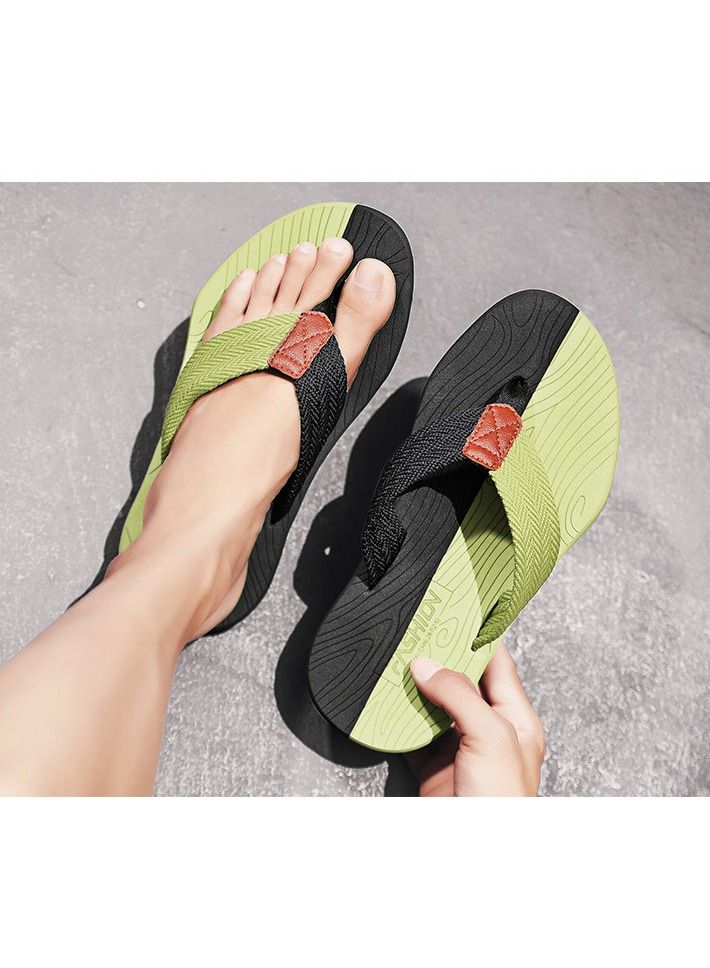 Men's Summer New Leisure Anti-Skid Beach Flip-flops Black And  Green